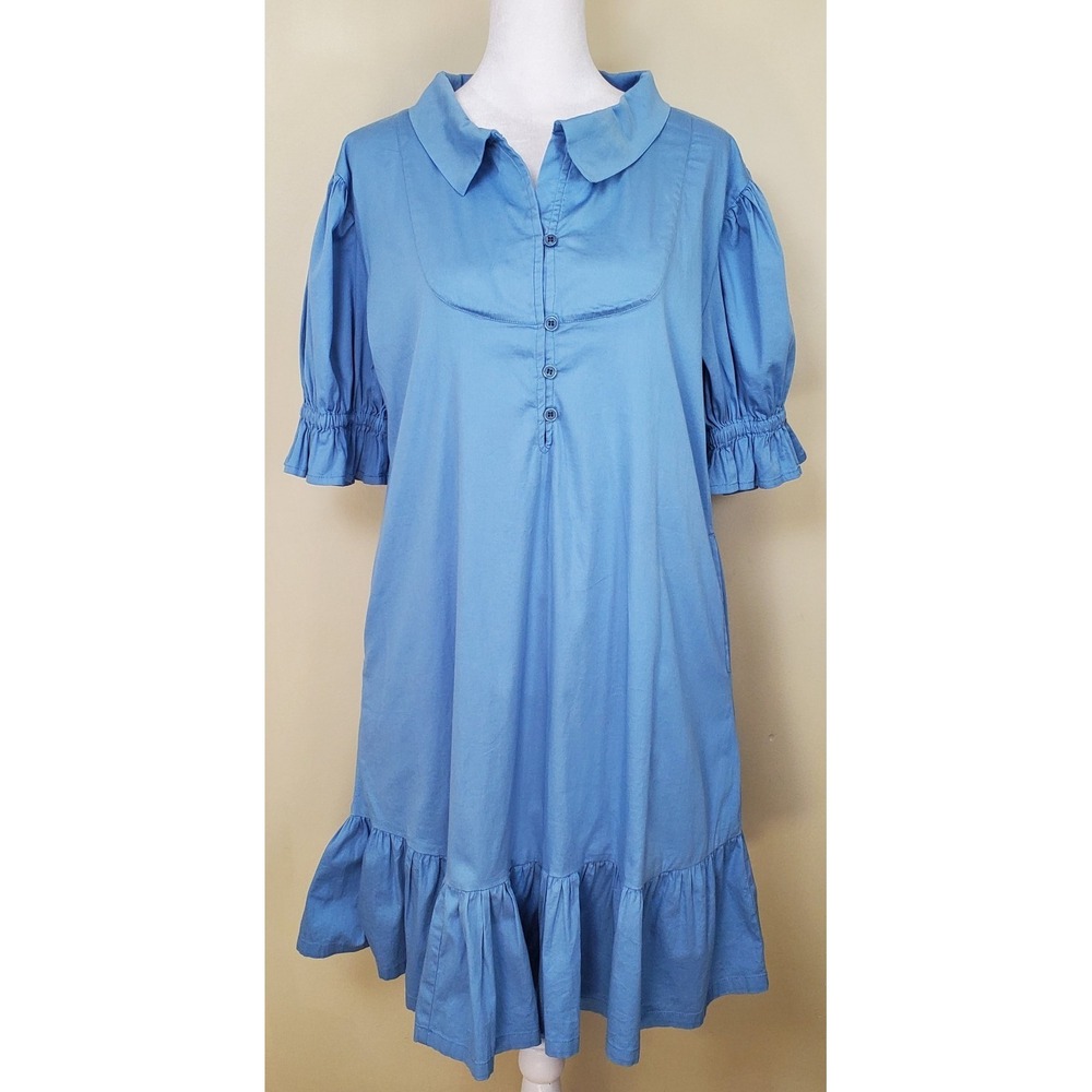 S'edge Dress Puff‎ Sleeve Tiered Ruffle Hem Small Knee Length Short Sleeve Twee